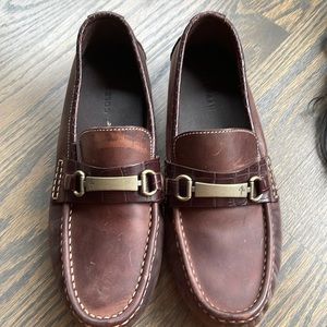 Men’s Cole Haan Somerset Bit II Brown Leather/Croc Print Driving Shoe Size 9.5M